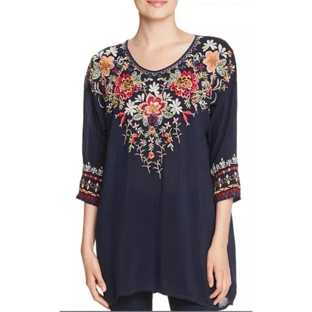 Johnny Was NWT Shaylee Tunic Blouse‎ Mini Dress Artsy Luxe Boho Festival XS